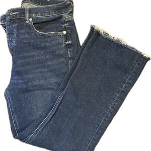 LOFT Frayed Hem Ankle Jeans in Deep Blue
